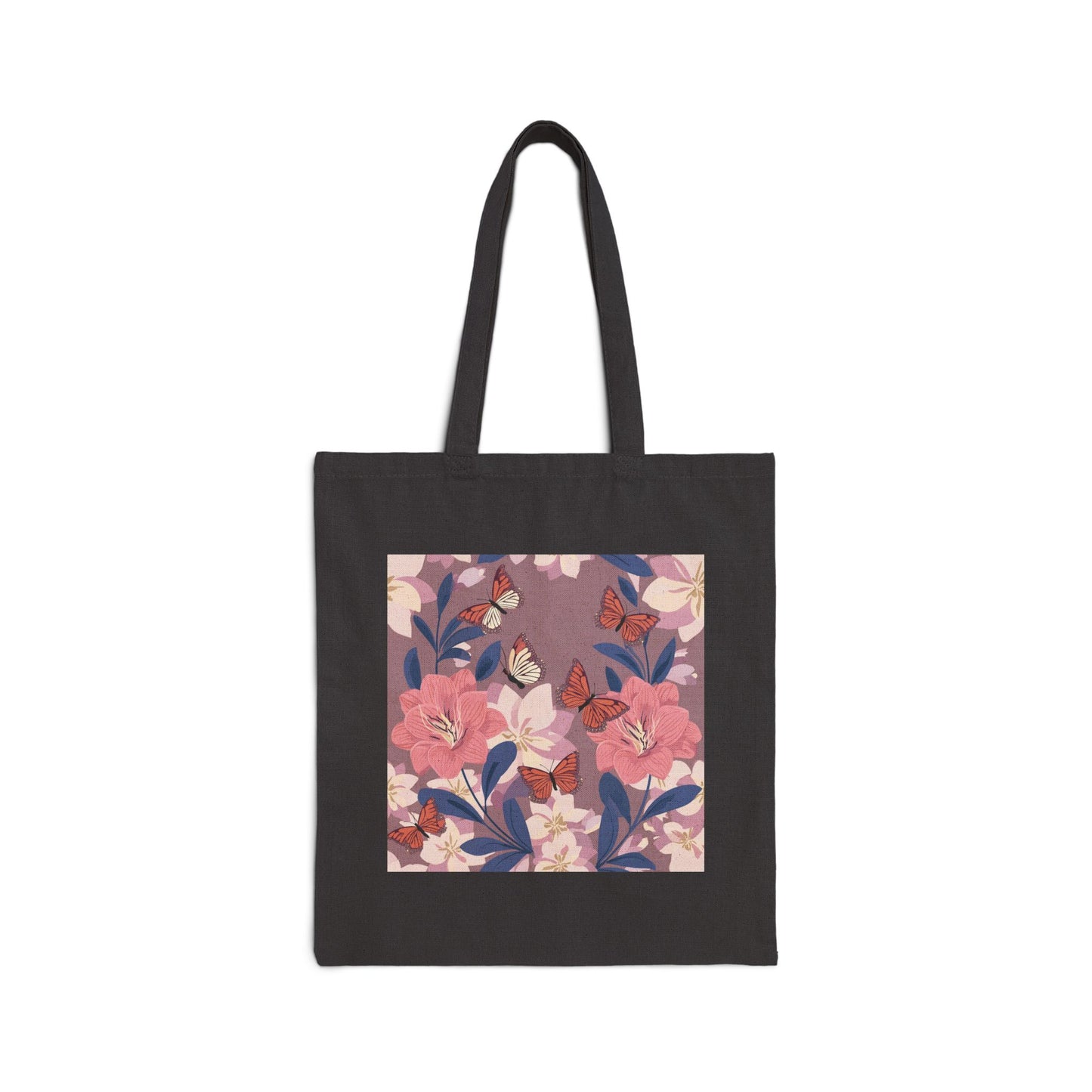 Butterflies and Flowers Cotton Canvas Tote Bag