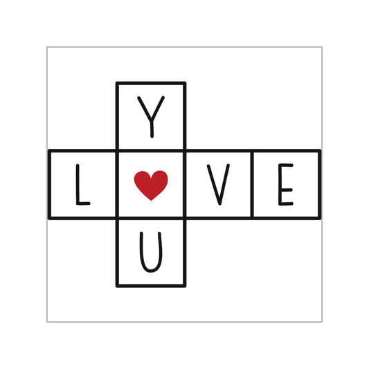 Love You Crossword Square Vinyl Sticker