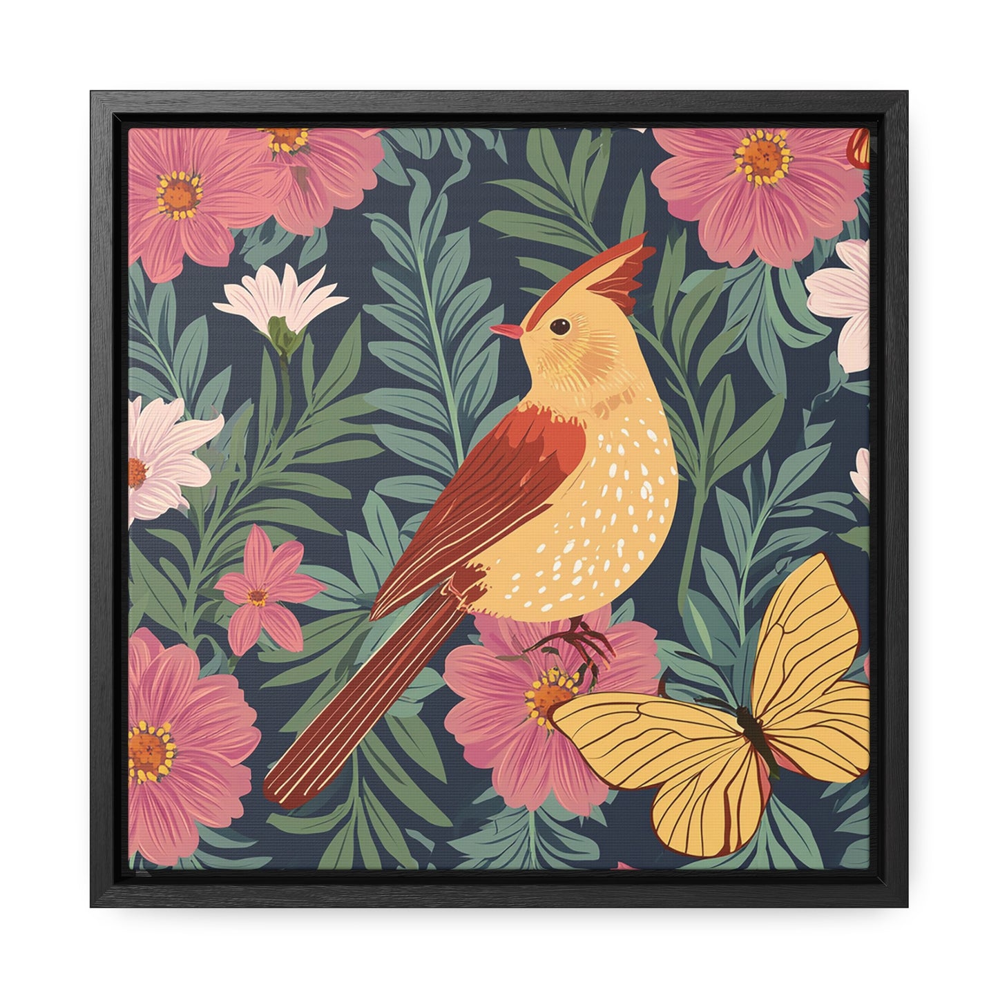 Bird and Butterfly Gallery Canvas Wraps, Square Frame