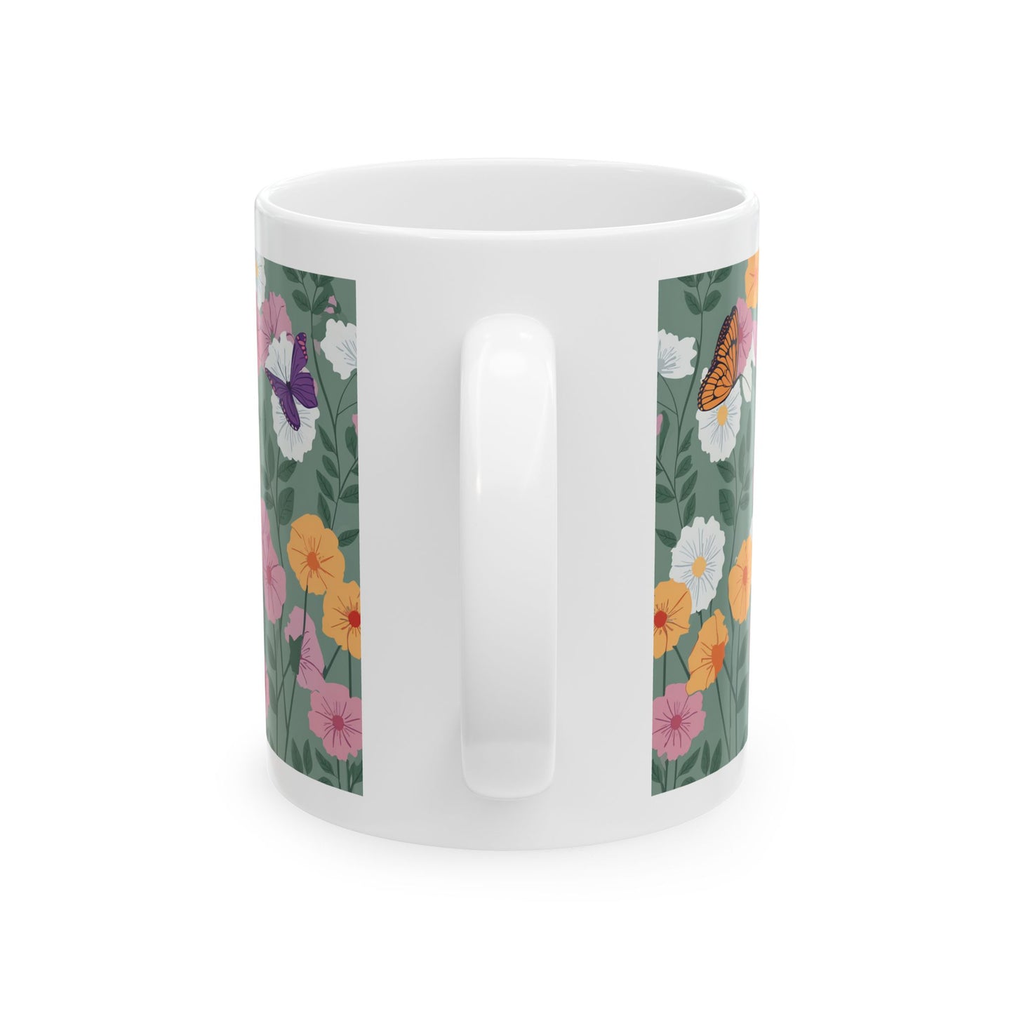 Butterfly in Flowers Ceramic Mug