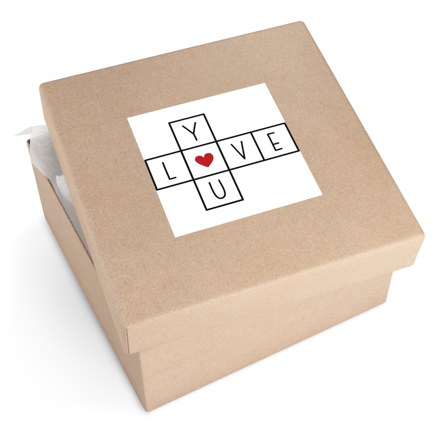 Love You Crossword Square Vinyl Sticker