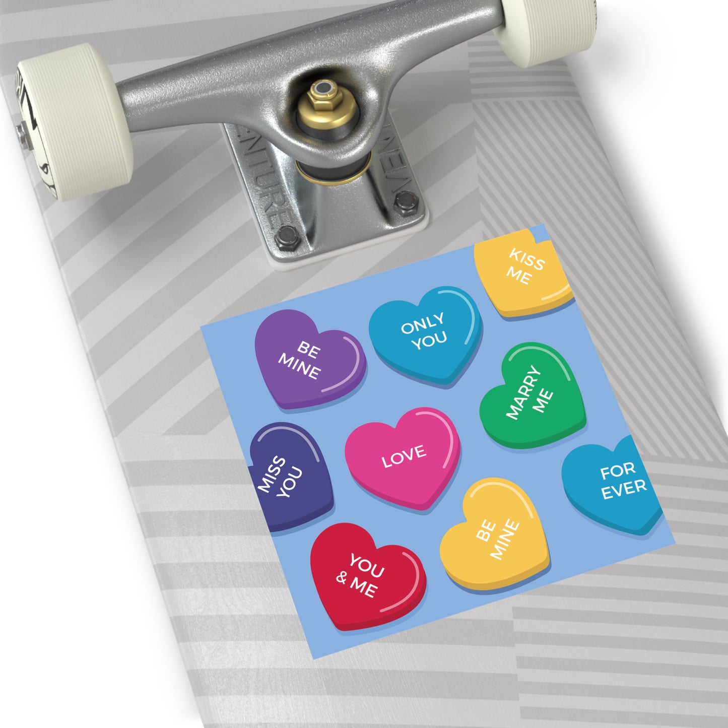 Valentine Candy Hearts Square Vinyl Sticker