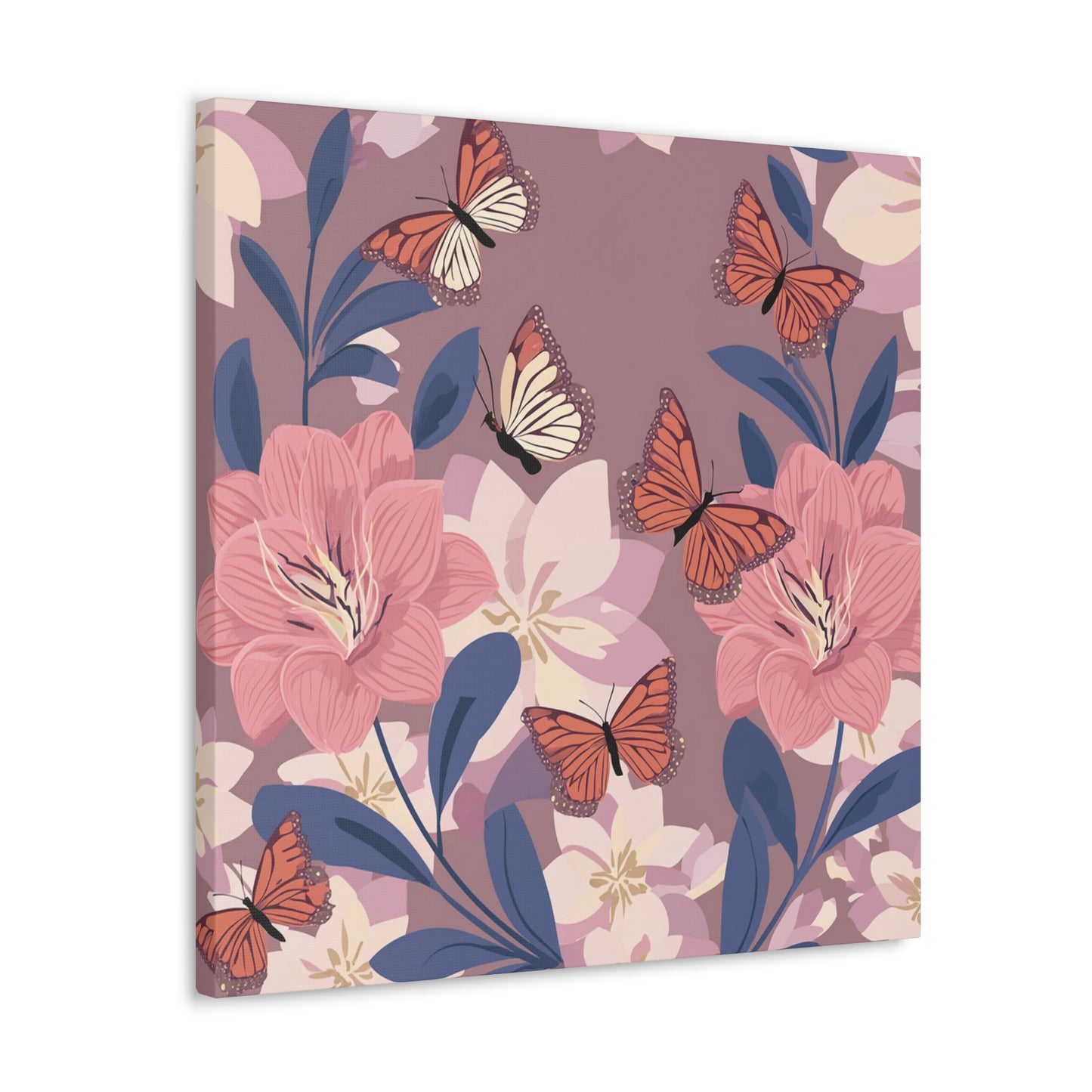 Butterfly and Flowers Canvas Gallery Wraps