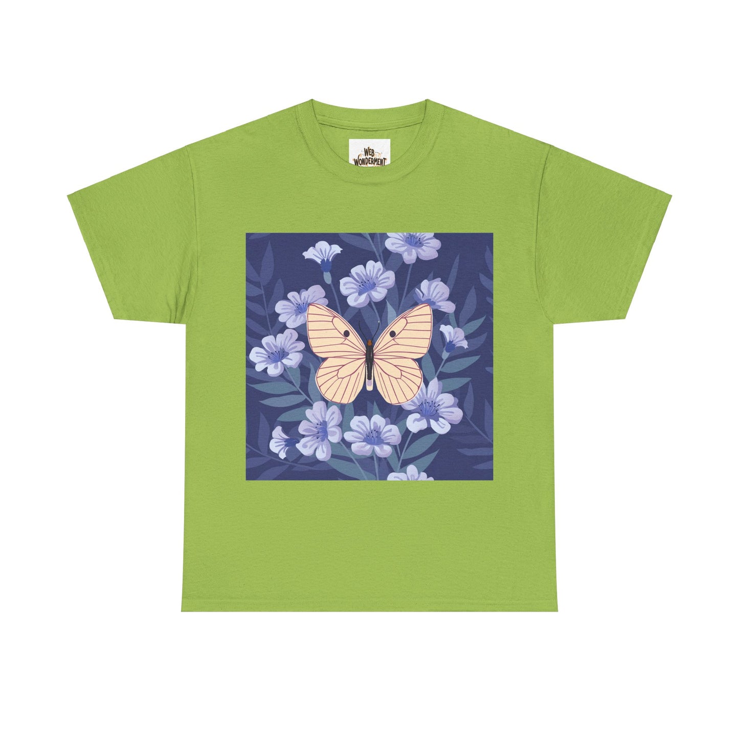 Butterfly in Flowers Unisex Heavy Cotton T-Shirt
