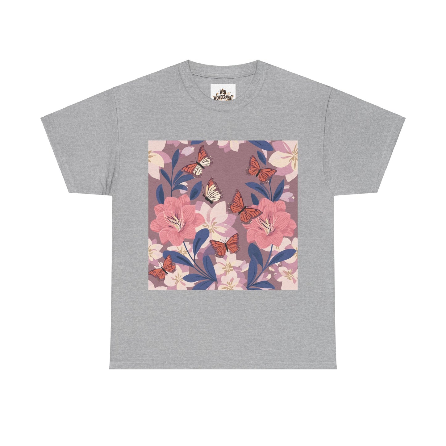 Butterflies and Flowers Unisex Heavy Cotton T-Shirt