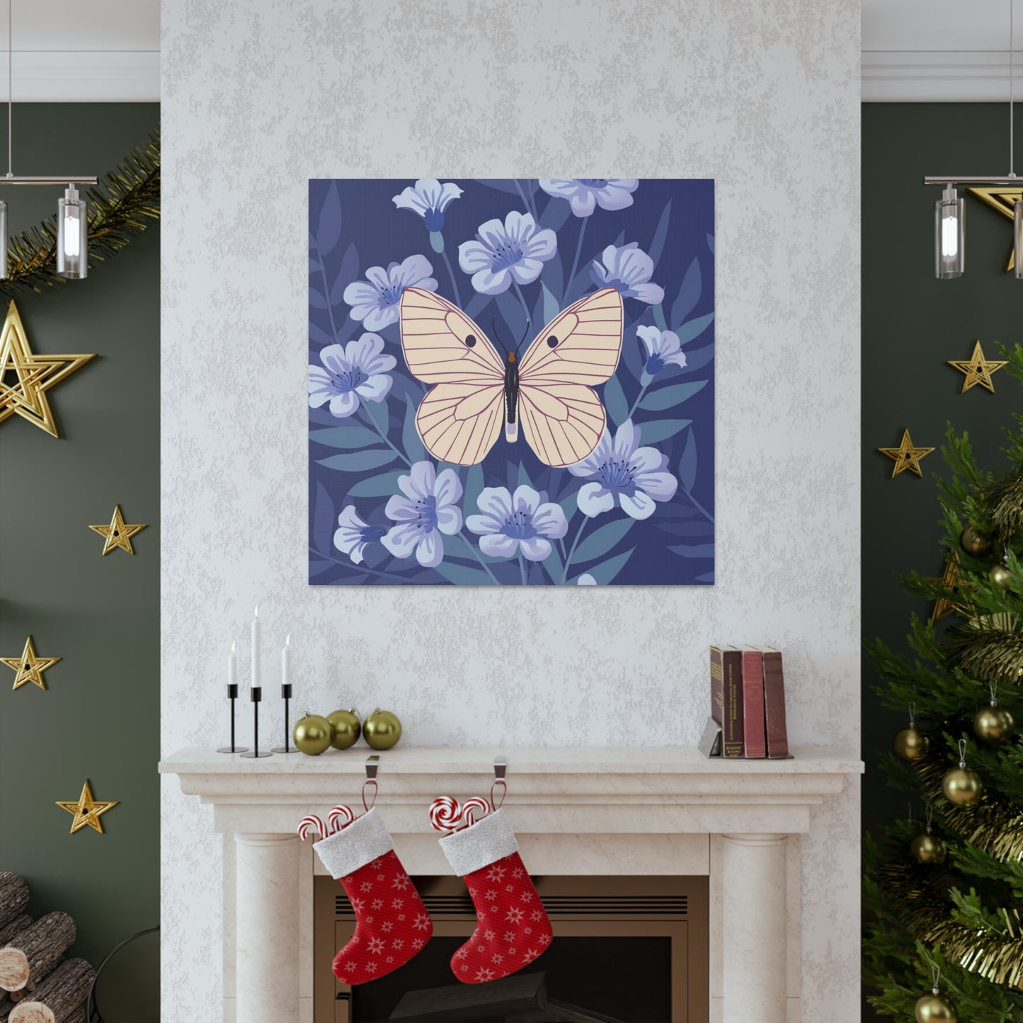 Butterfly in Flowers Canvas Gallery Wraps