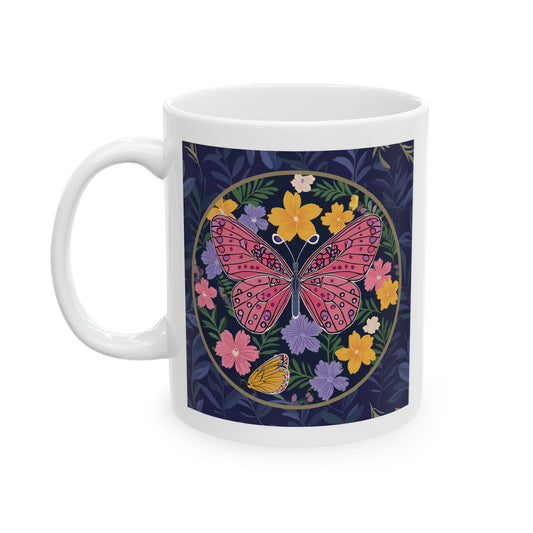 Butterfly and Flowers Ceramic Mug