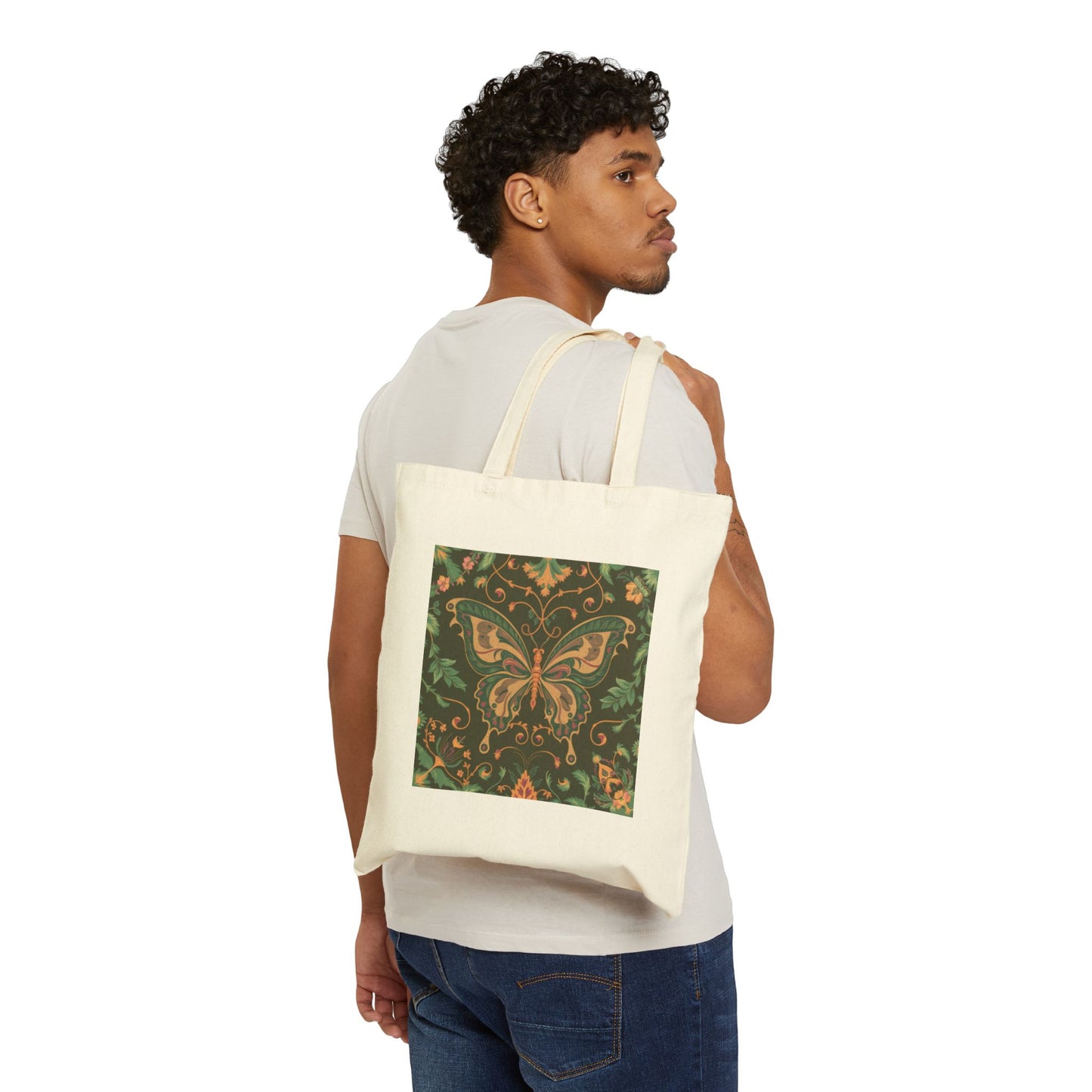 Butterfly Tote Bag, 100% Cotton Canvas Bag for Shopping & Everyday Use, Perfect Gift for Nature Lovers