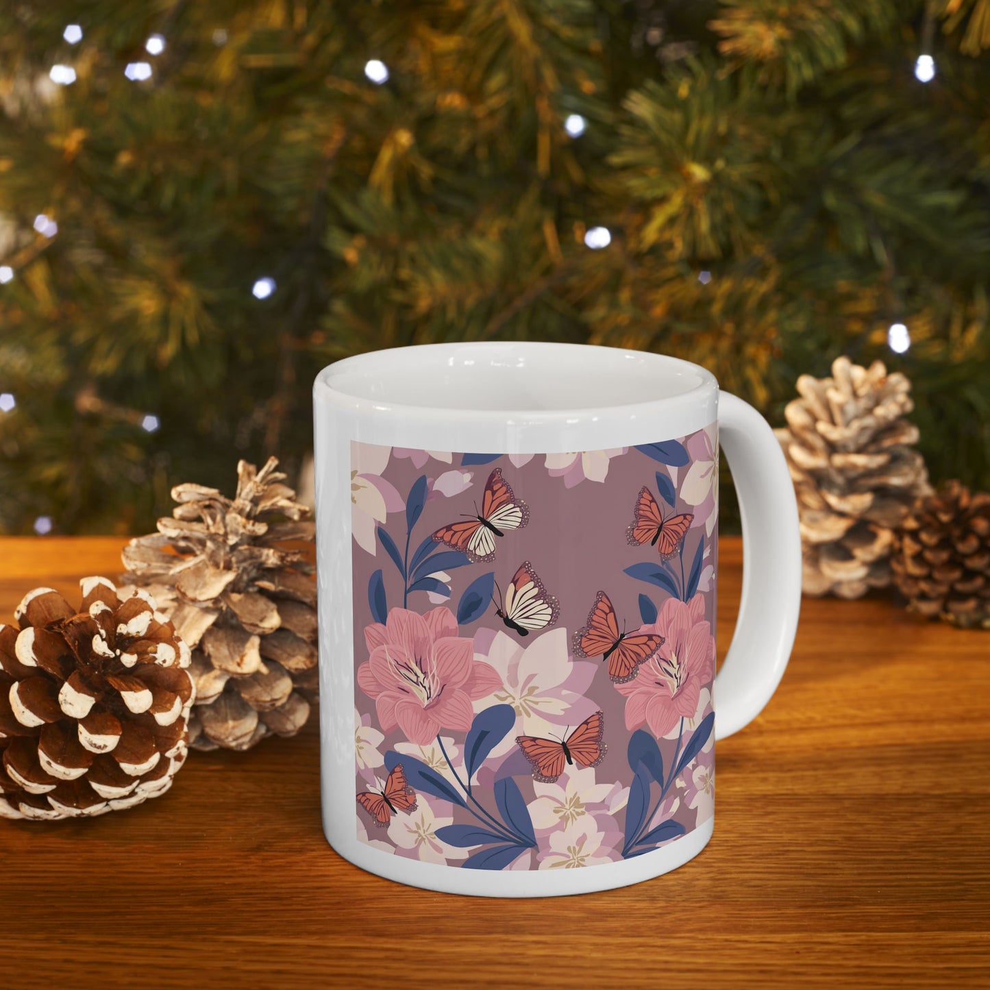 Butterflies in Flowers Ceramic Mug