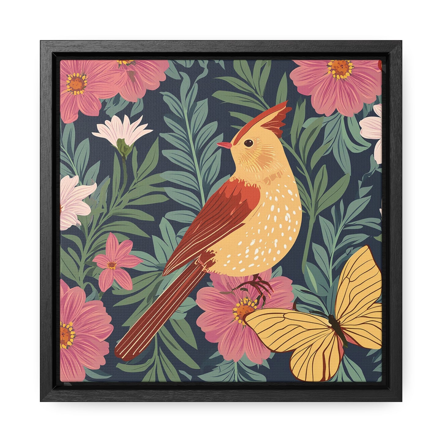 Bird and Butterfly Gallery Canvas Wraps, Square Frame