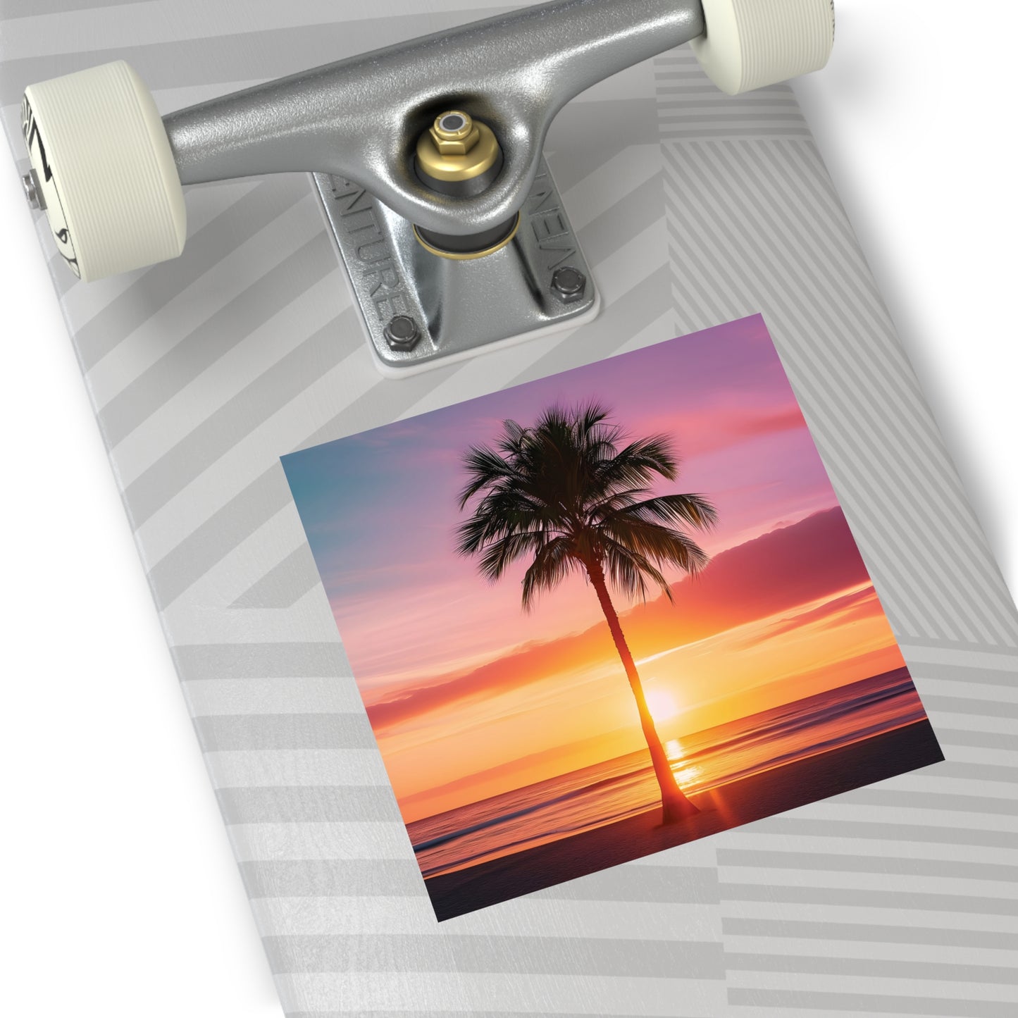 Palm Tree Sunset Square Vinyl Sticker