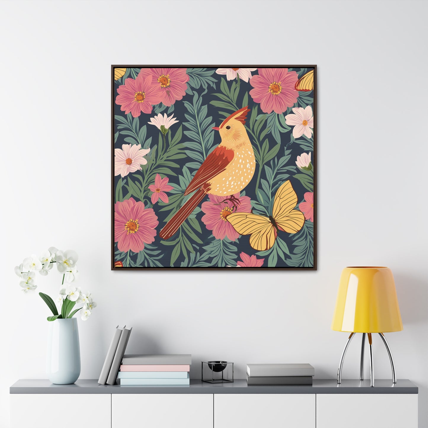 Bird and Butterfly Gallery Canvas Wraps, Square Frame