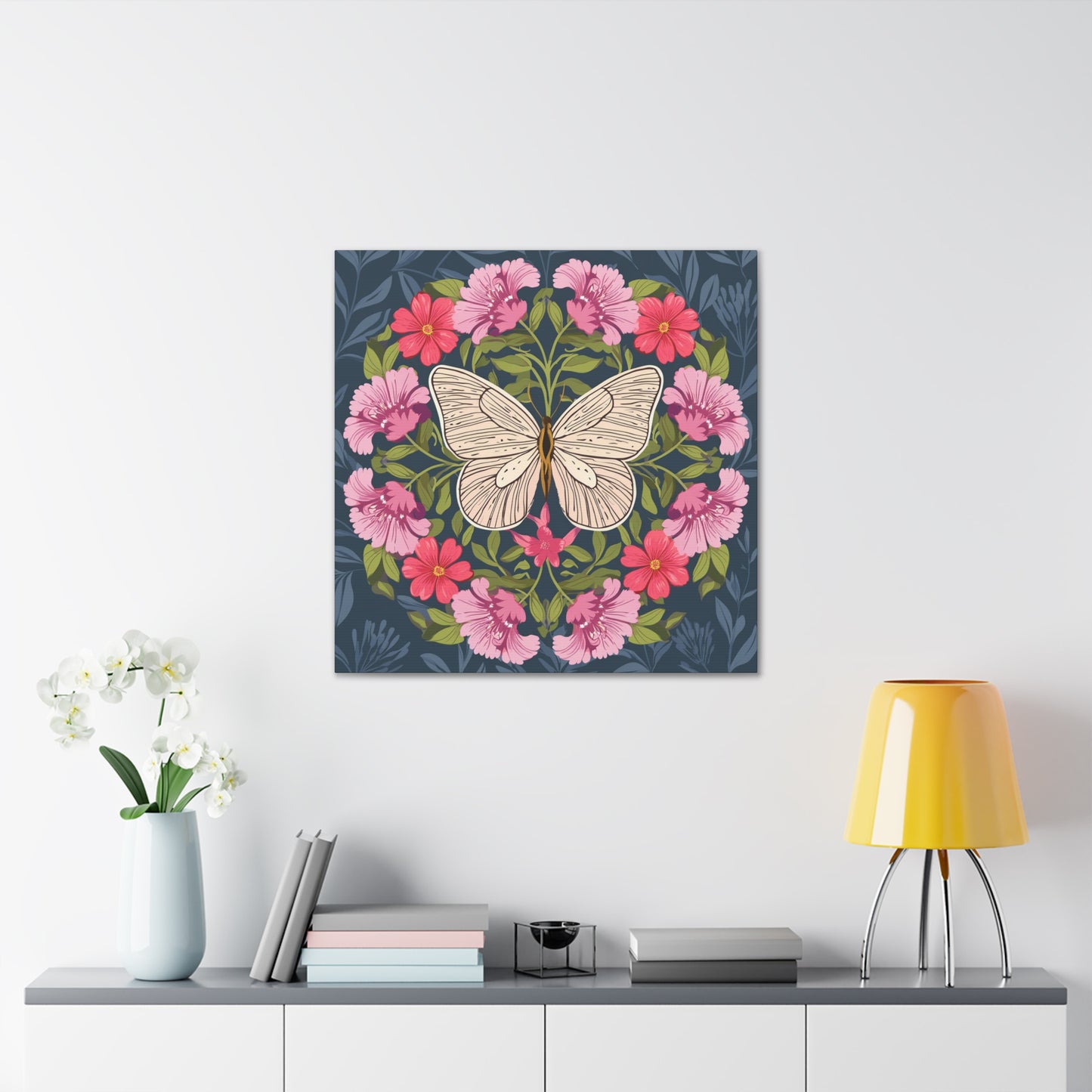 Butterfly in Flowers Canvas Gallery Wraps