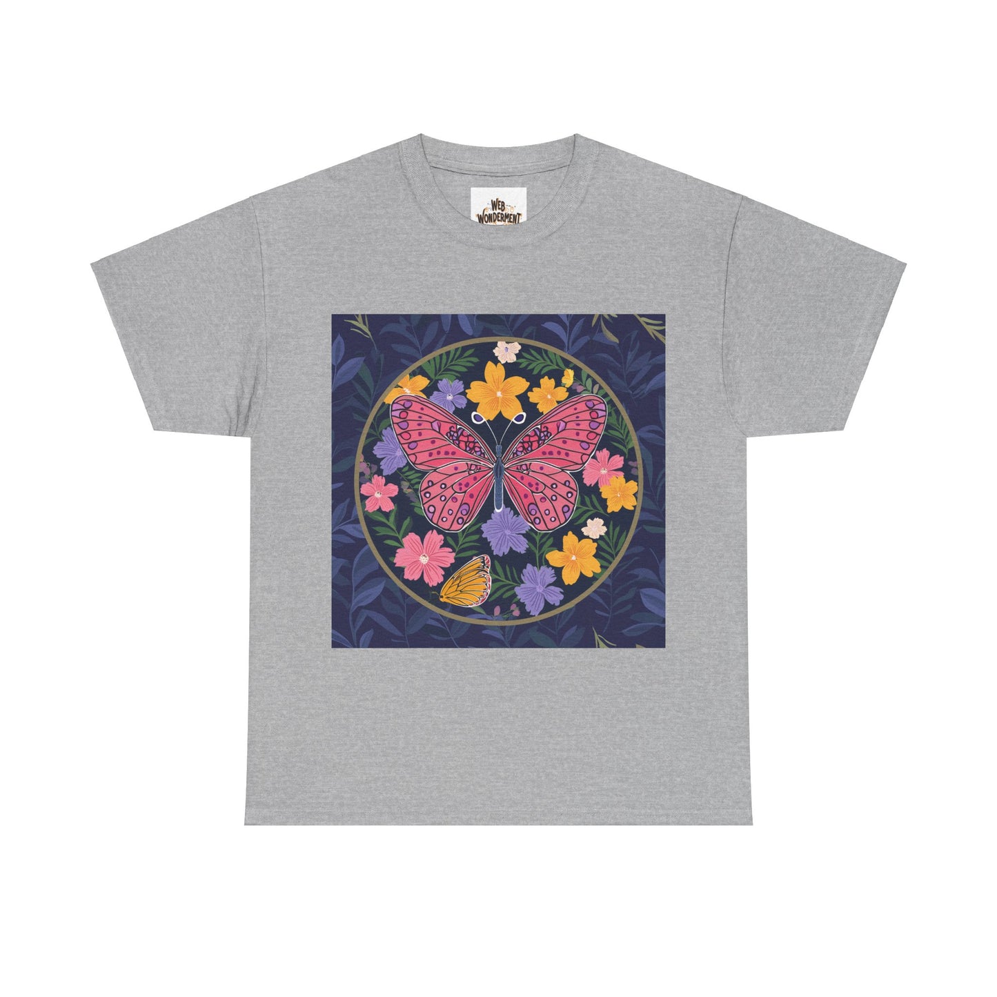 Butterfly in Flowers Unisex Heavy Cotton T-Shirt