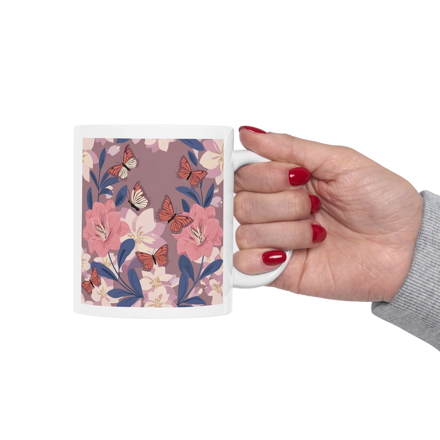 Butterflies in Flowers Ceramic Mug