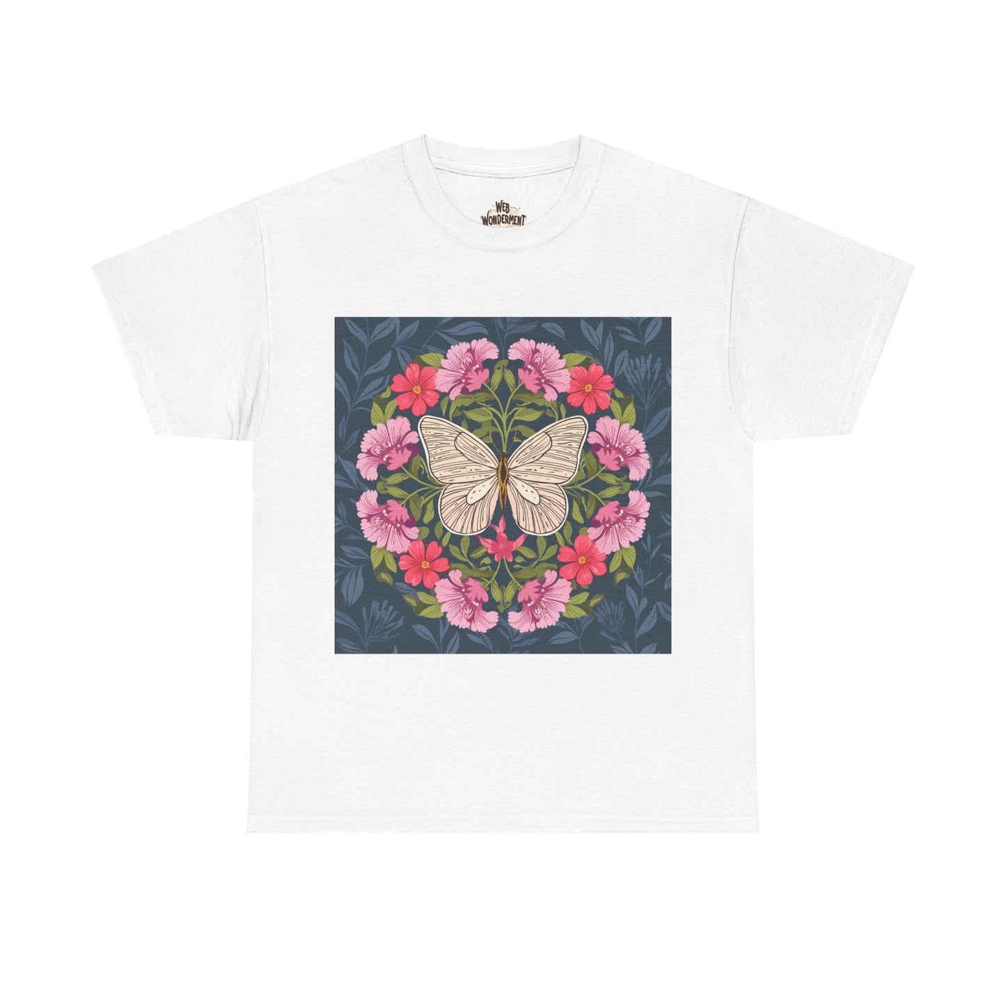 Butterfly in Flowers Unisex Heavy Cotton T-Shirt