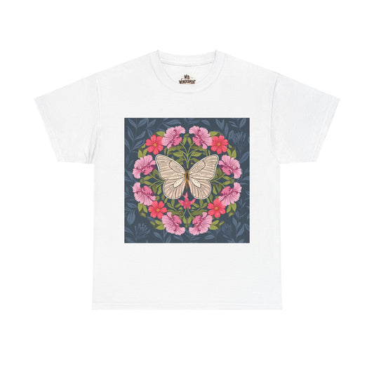Butterfly in Flowers Unisex Heavy Cotton T-Shirt