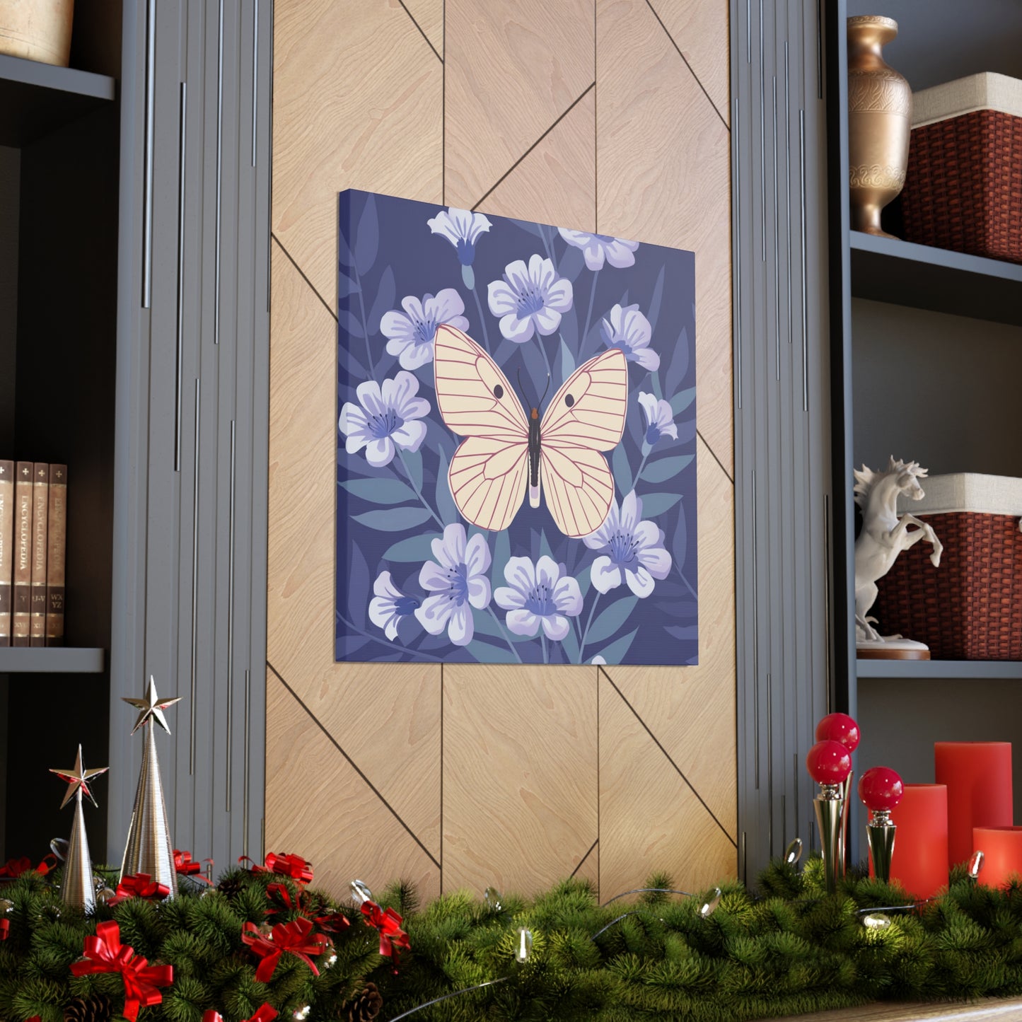 Butterfly in Flowers Canvas Gallery Wraps