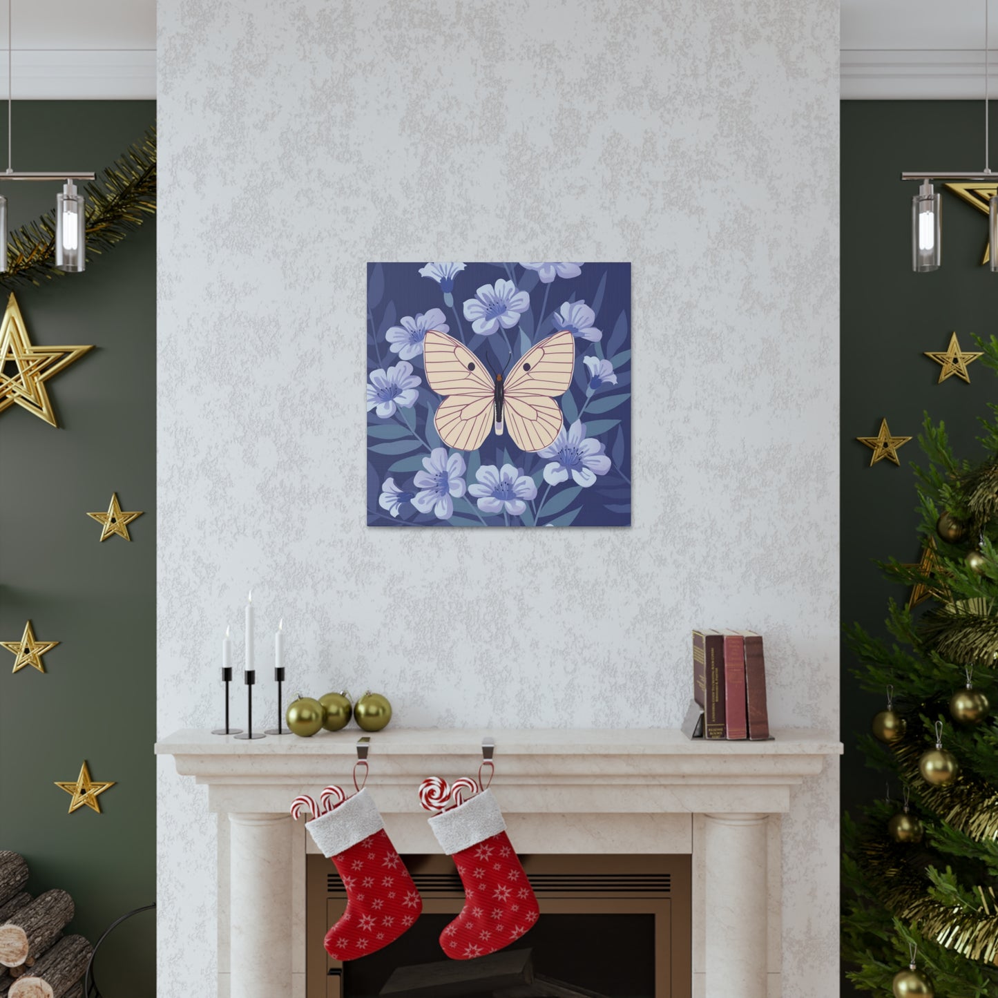 Butterfly in Flowers Canvas Gallery Wraps