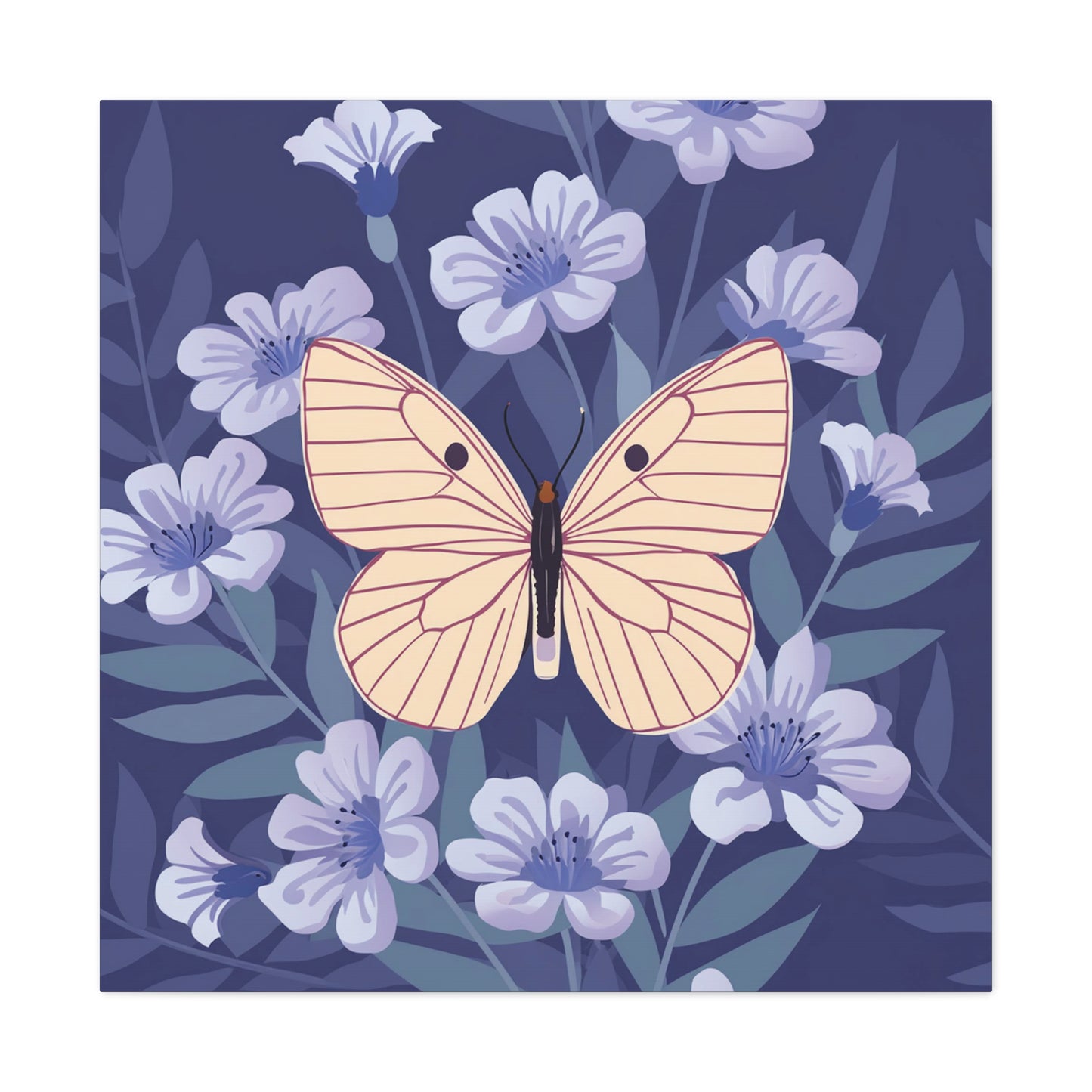 Butterfly in Flowers Canvas Gallery Wraps