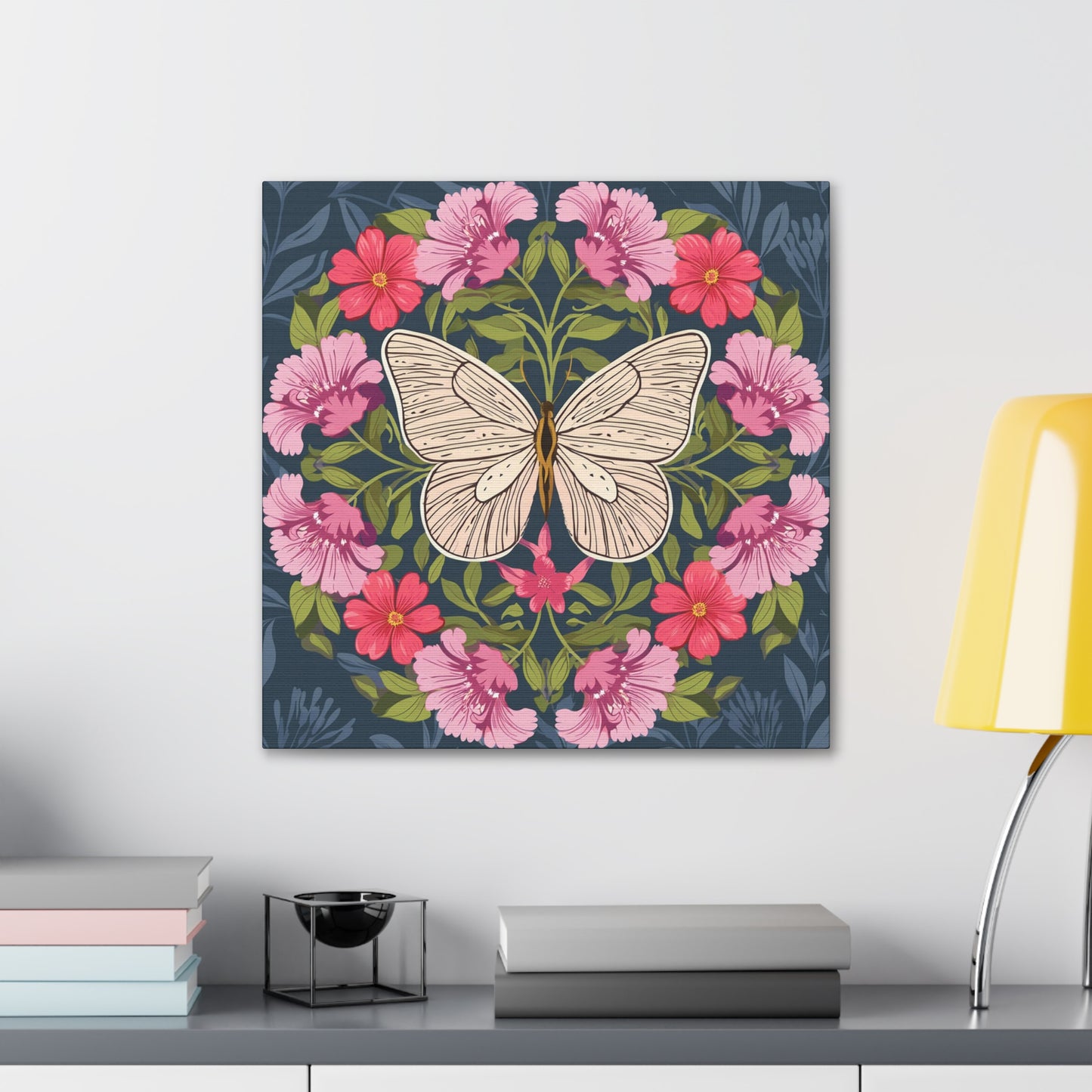 Butterfly in Flowers Canvas Gallery Wraps