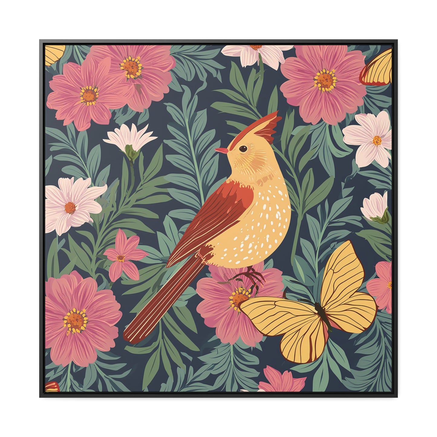 Bird and Butterfly Gallery Canvas Wraps, Square Frame