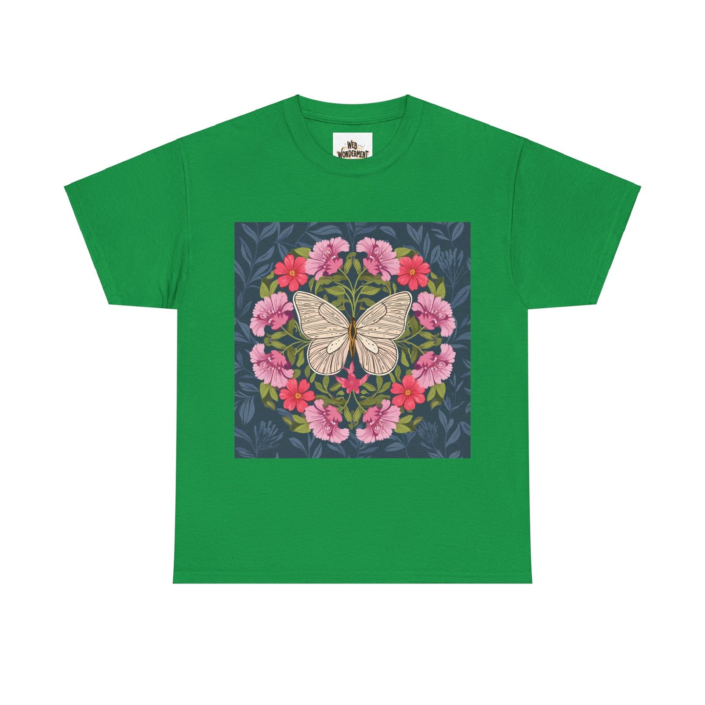 Butterfly in Flowers Unisex Heavy Cotton T-Shirt