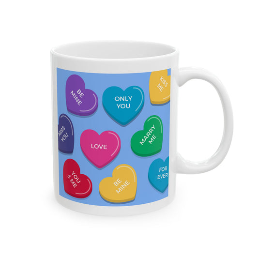 Candy Hearts Ceramic Mug