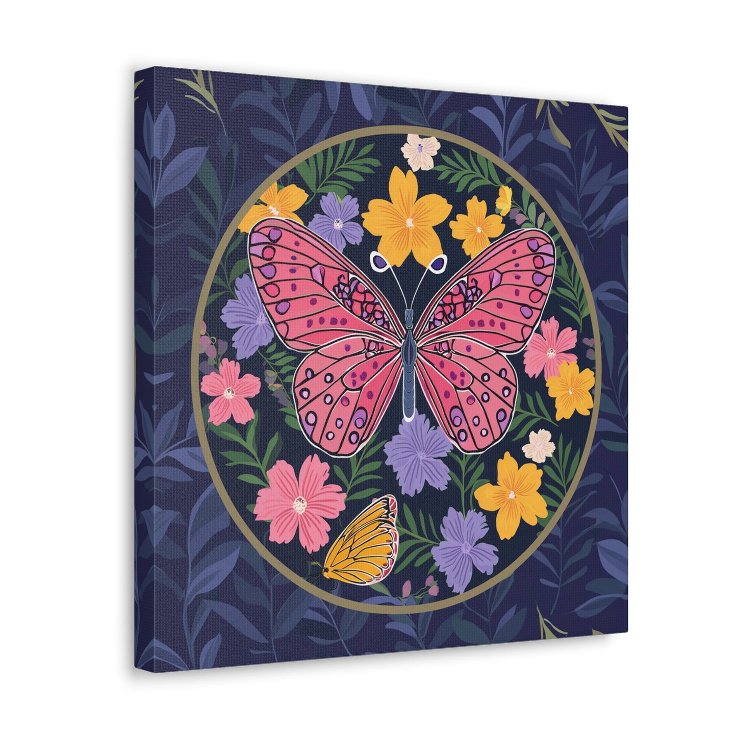 Butterfly in Flowers Canvas Gallery Wraps
