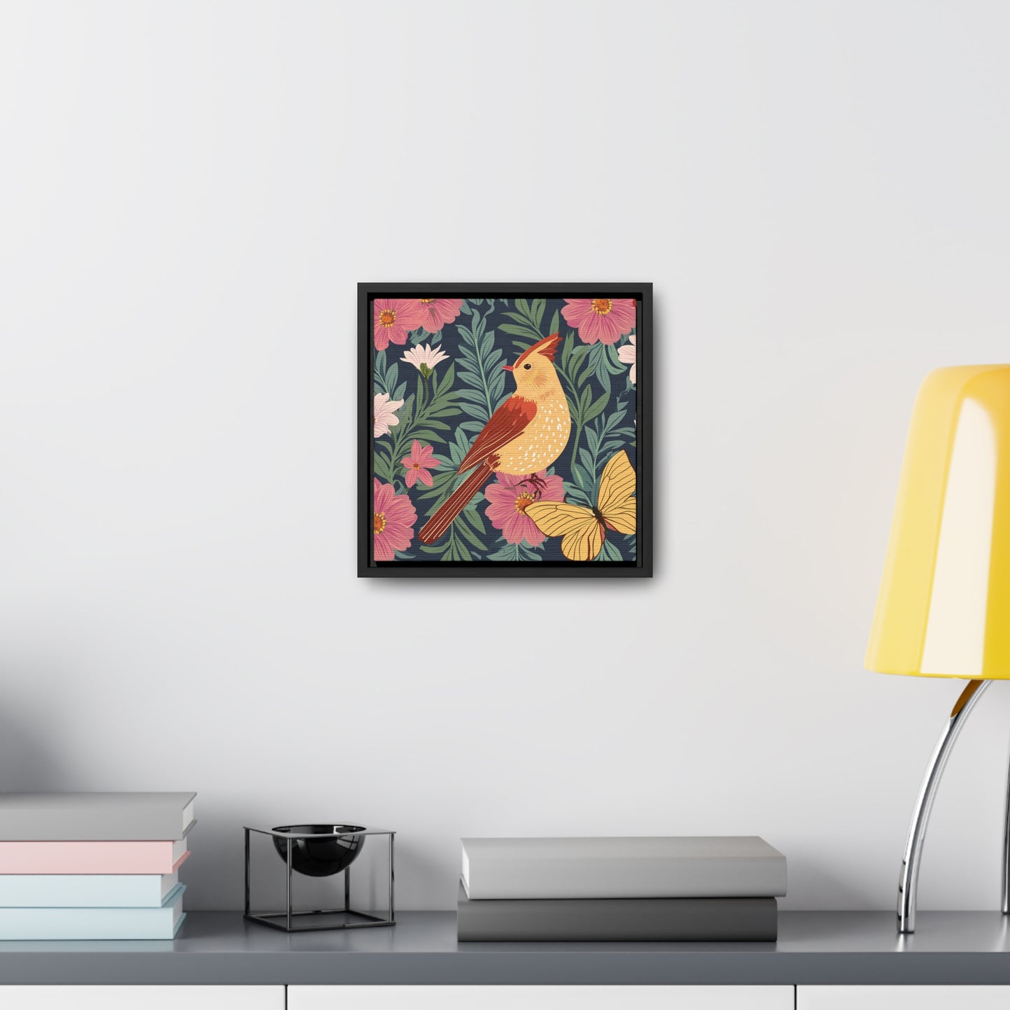 Bird and Butterfly Gallery Canvas Wraps, Square Frame
