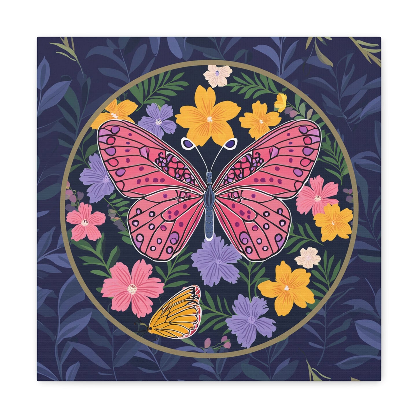 Butterfly in Flowers Canvas Gallery Wraps