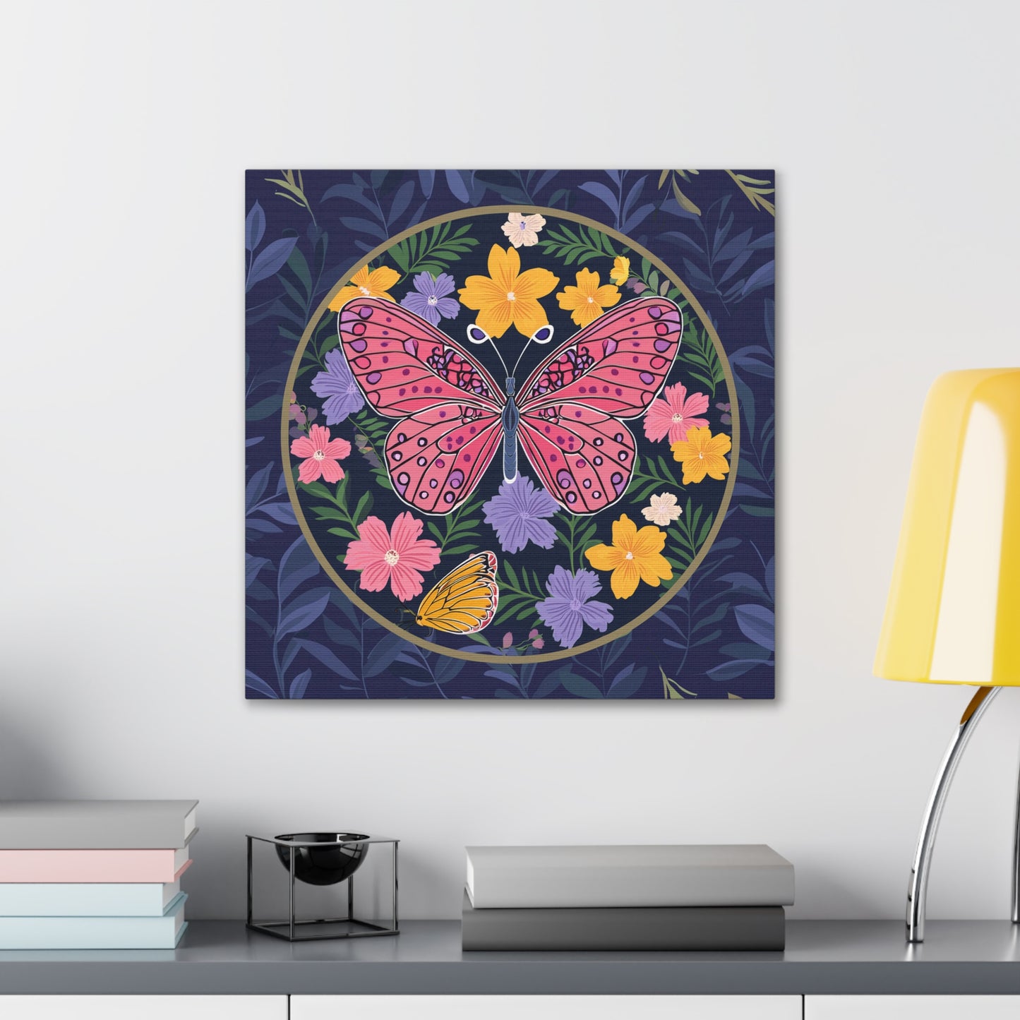 Butterfly in Flowers Canvas Gallery Wraps