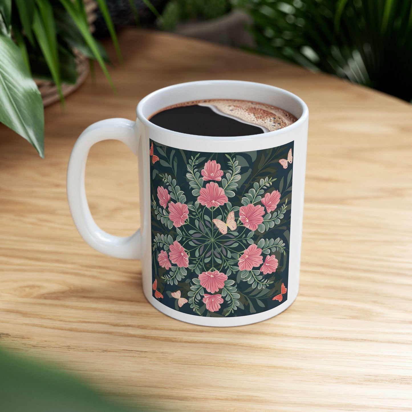 Butterflies and Flowers Ceramic Mug