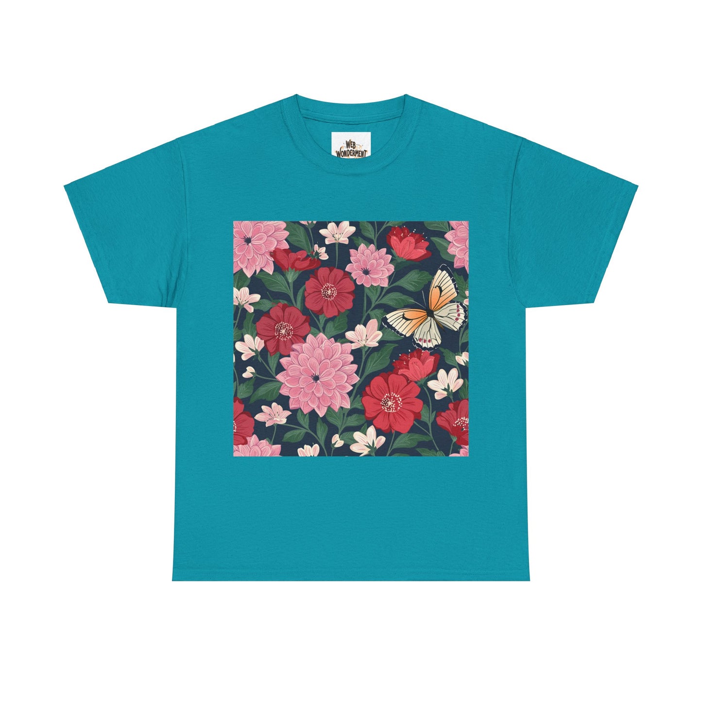 Butterfly in Flowers Unisex Heavy Cotton T-Shirt