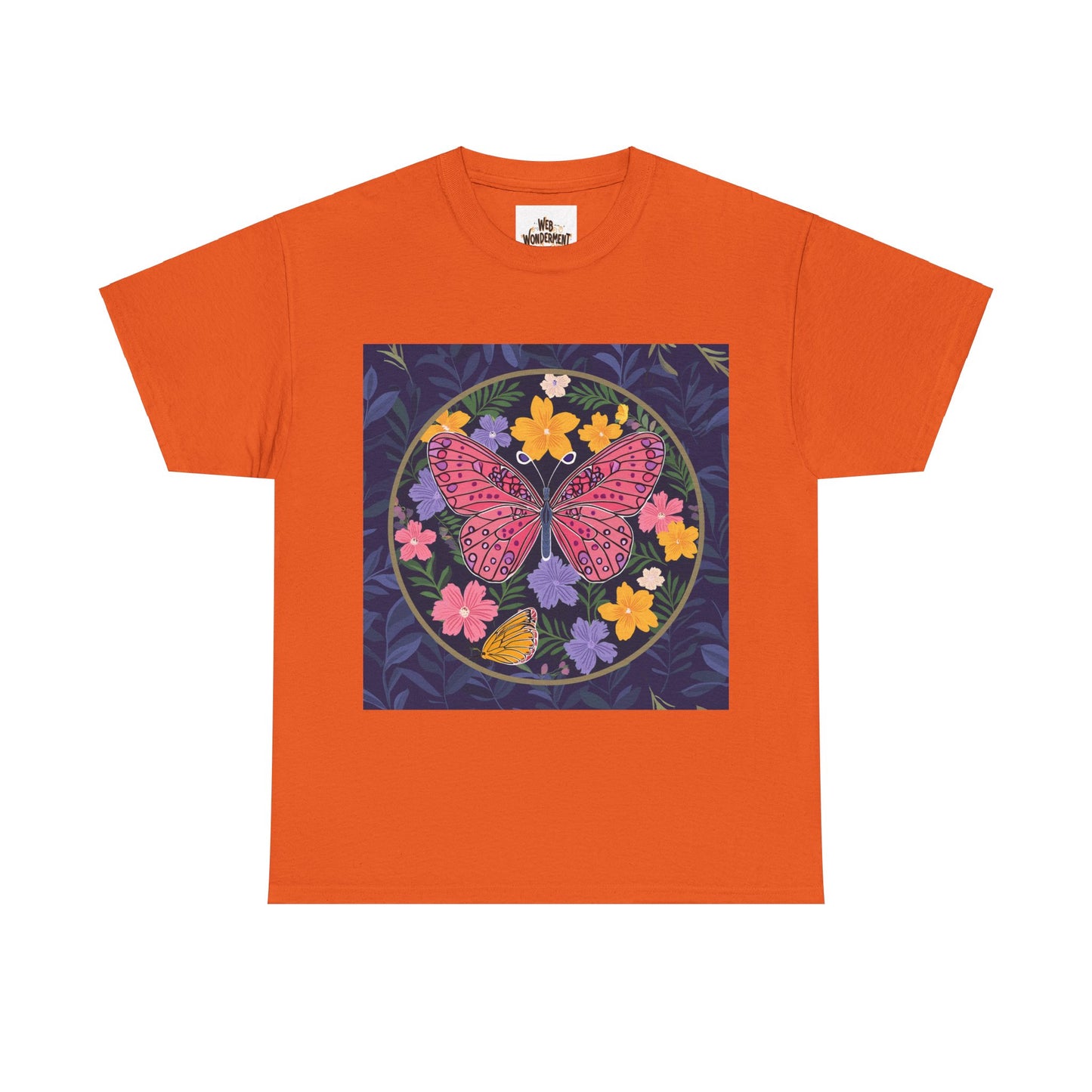 Butterfly in Flowers Unisex Heavy Cotton T-Shirt