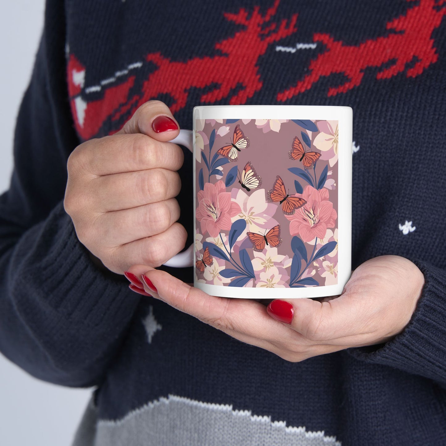 Butterflies in Flowers Ceramic Mug