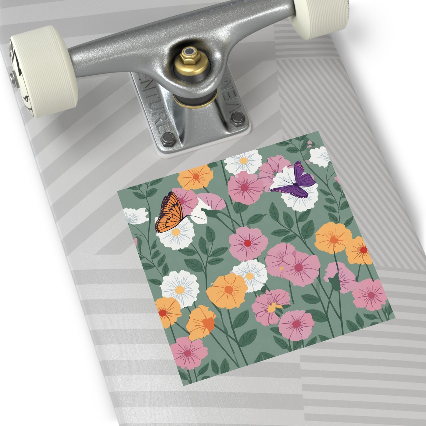 Butterflies and Flowers Square Vinyl Sticker