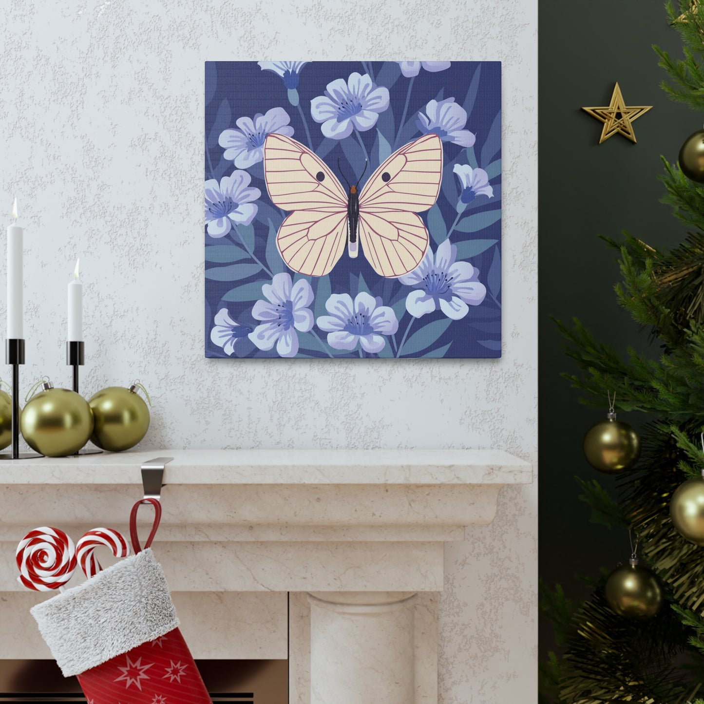 Butterfly in Flowers Canvas Gallery Wraps