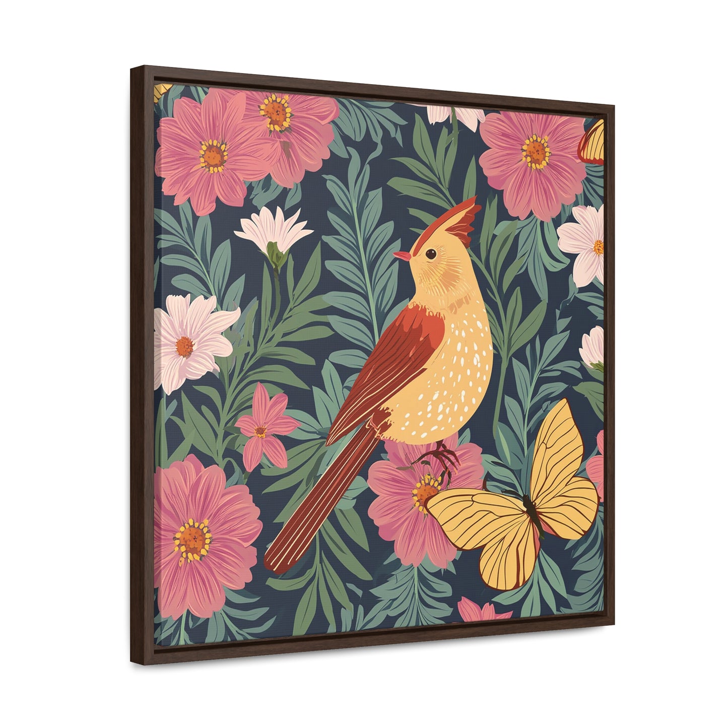 Bird and Butterfly Gallery Canvas Wraps, Square Frame