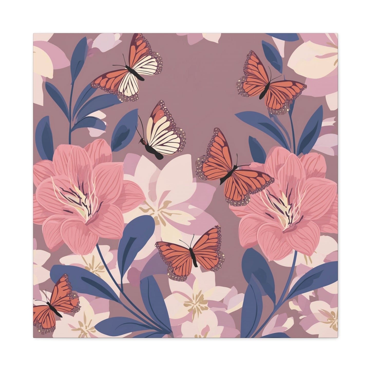 Butterfly and Flowers Canvas Gallery Wraps