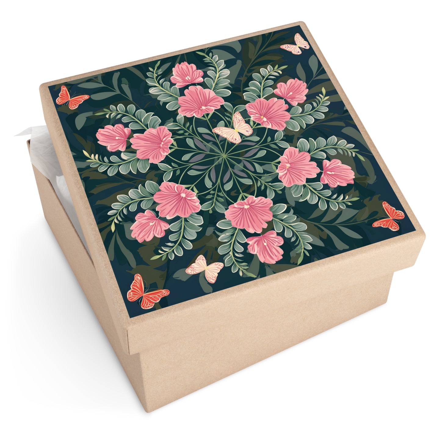 Butterflies and Flowers Square Vinyl Sticker