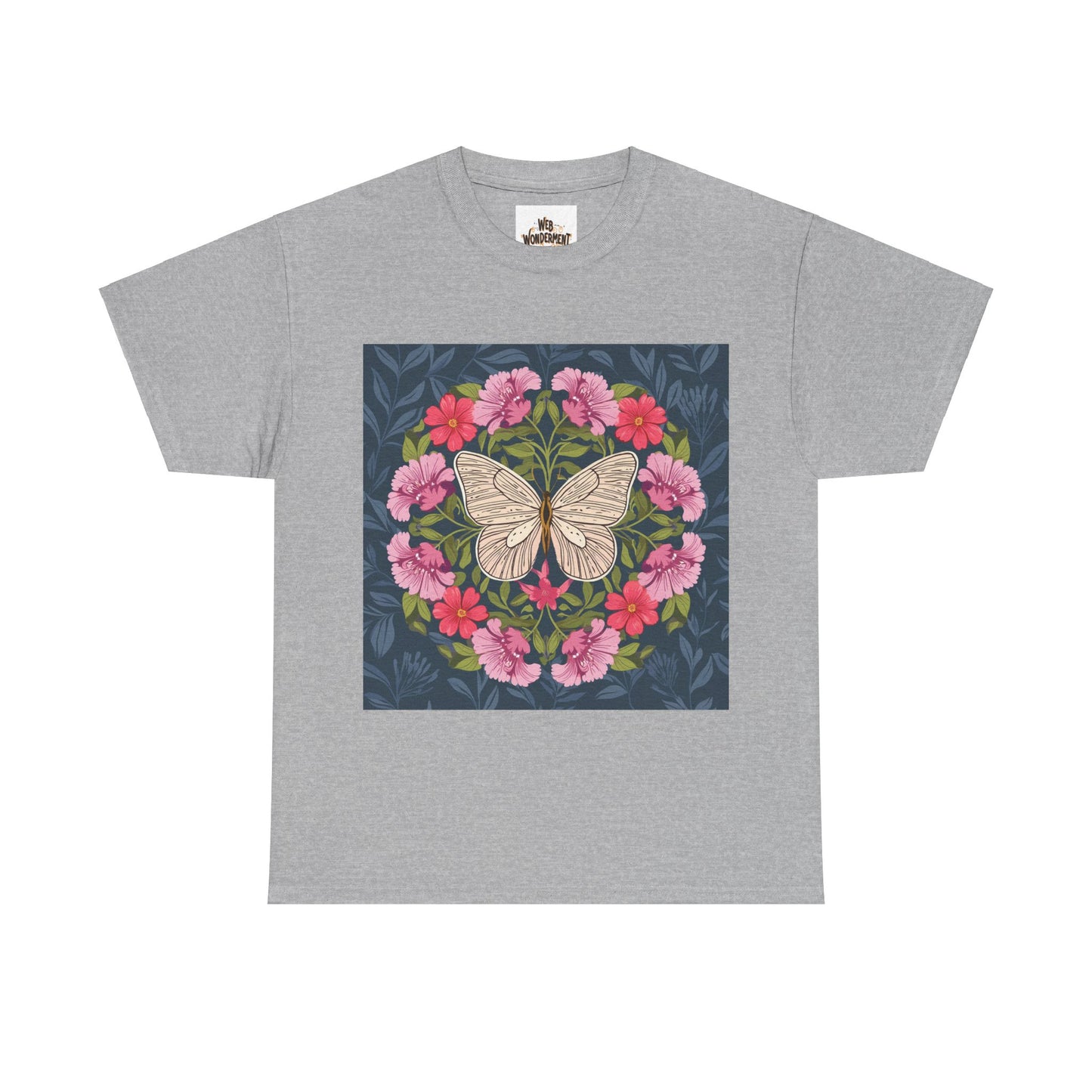 Butterfly in Flowers Unisex Heavy Cotton T-Shirt