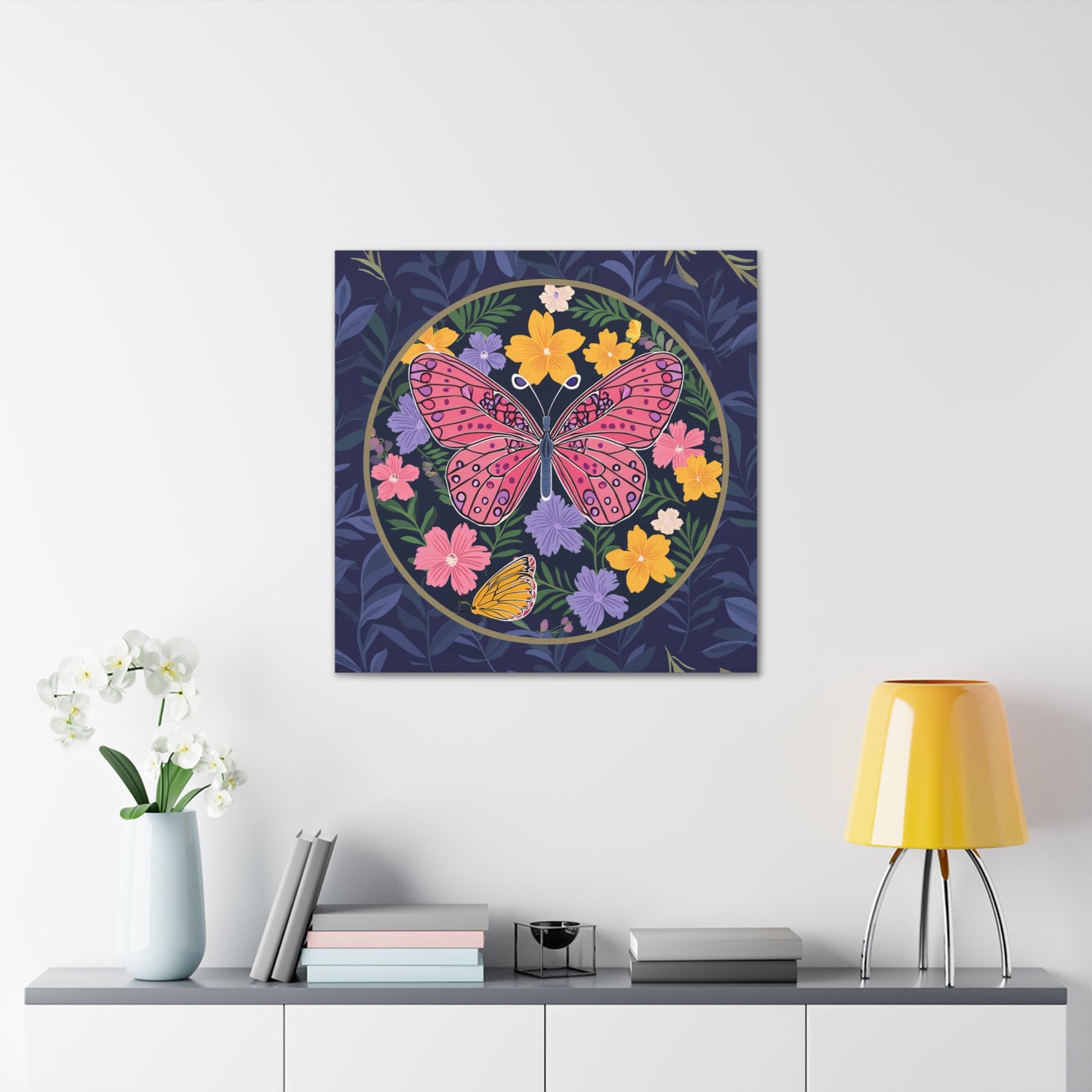 Butterfly in Flowers Canvas Gallery Wraps